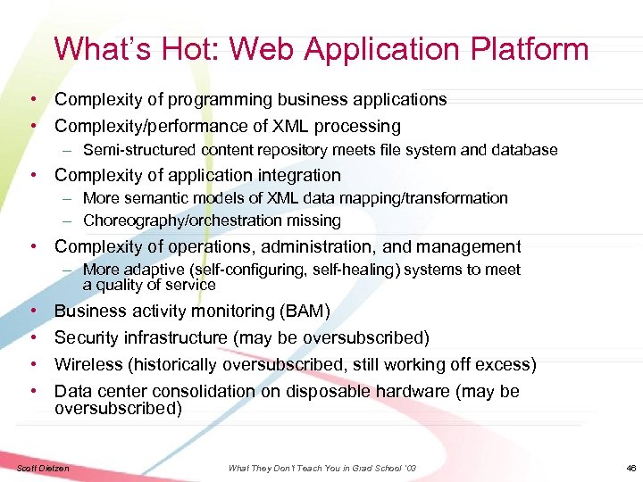 What’s Hot: Web Application Platform • Complexity of programming business applications • Complexity/performance of