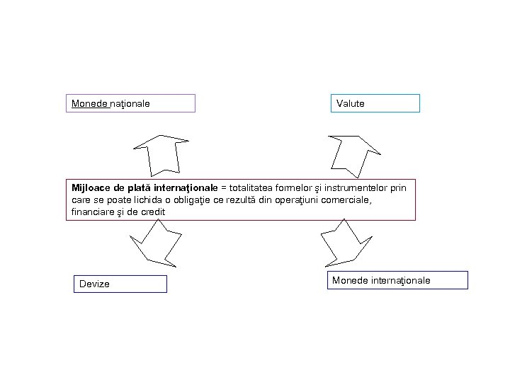 Monede naţionale Valute Mijloace de plată internaţionale = totalitatea formelor şi instrumentelor prin care