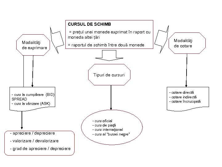 CURSUL DE SCHIMB = prețul unei monede exprimat în raport cu moneda altei țări