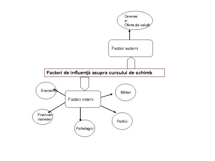 Cererea şi Oferta de valută Factori externi Factori de influenţă asupra cursului de schimb