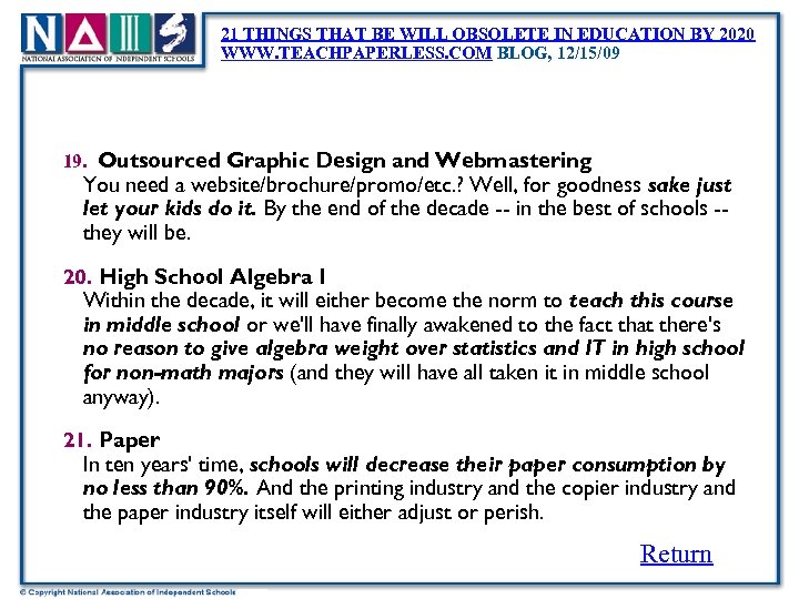 21 THINGS THAT BE WILL OBSOLETE IN EDUCATION BY 2020 WWW. TEACHPAPERLESS. COM BLOG,