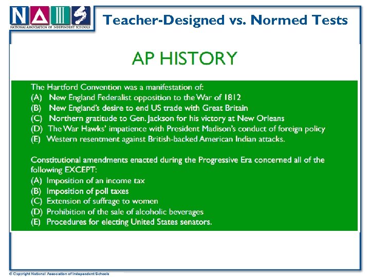 Teacher-Designed vs. Normed Tests 