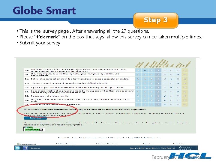 Globe Smart • This is the survey page. After answering all the 27 questions.