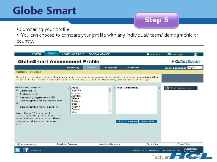 Globe Smart • Comparing your profile • You can choose to compare your profile