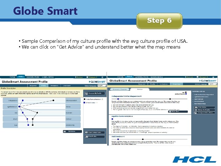 Globe Smart • Sample Comparison of my culture profile with the avg culture profile
