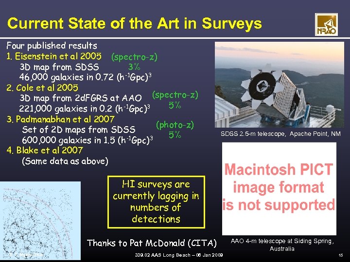 Current State of the Art in Surveys Four published results 1. Eisenstein et al