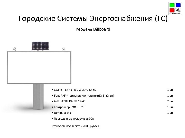 Городские Системы Энергоснабжения (ГС) Модель Billboard • Солнечная панель WDNY 240 P 60 1