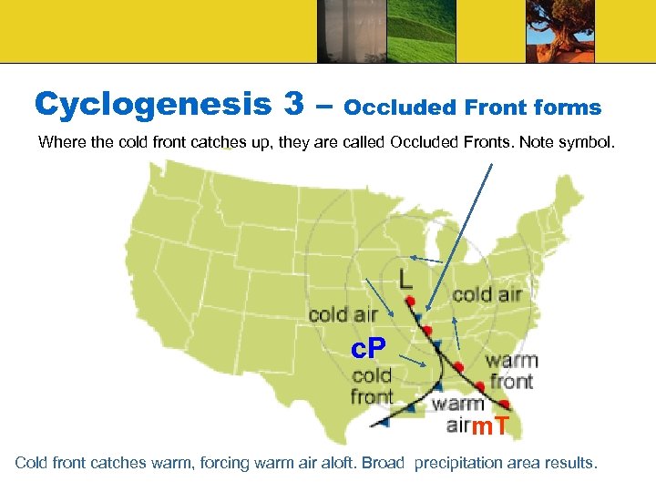 Cyclogenesis 3 – Occluded Front forms Where the cold front catches up, they are
