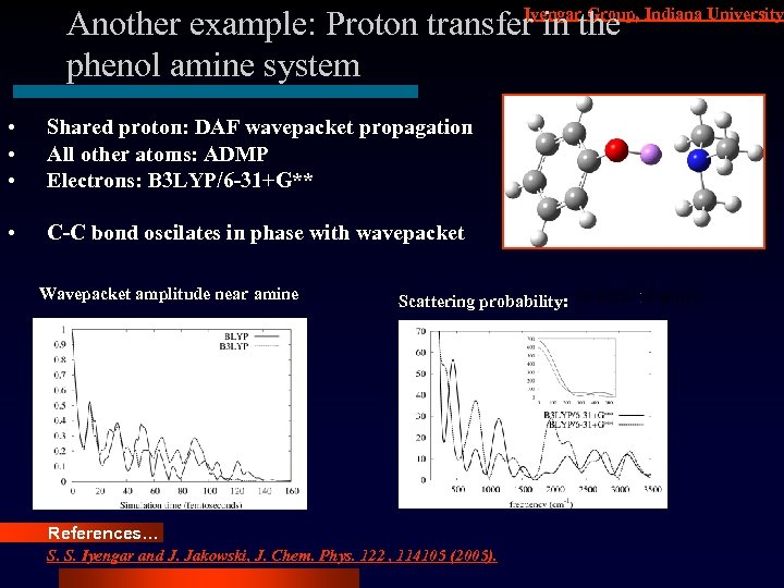 Iyengar Group, Another example: Proton transfer in the Indiana University phenol amine system •