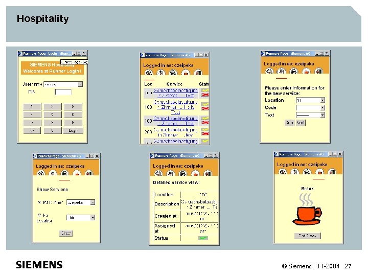 Hospitality © Siemens 11 -2004 27 