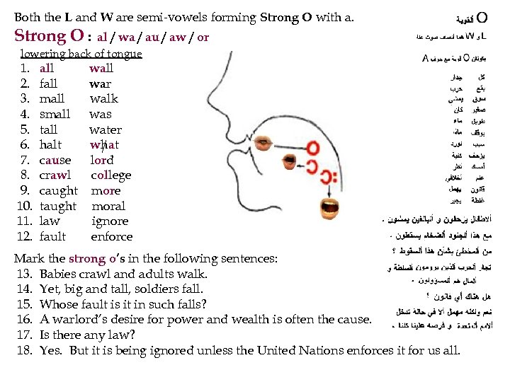 Both the L and W are semi-vowels forming Strong O with a. . .