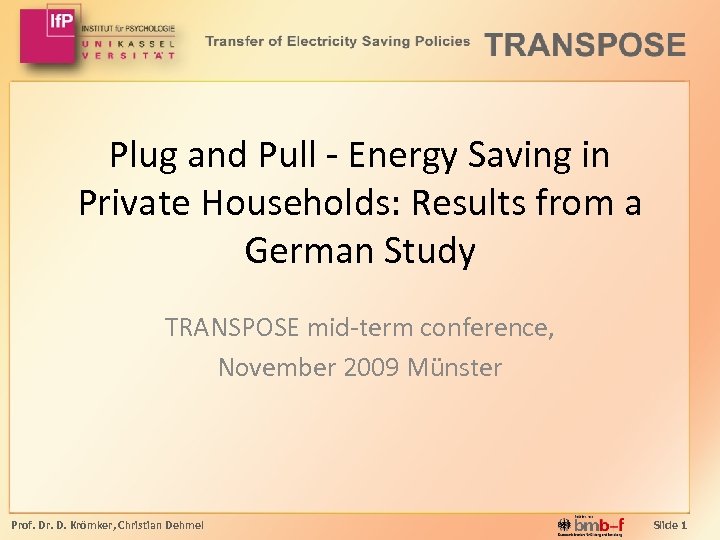 Plug and Pull - Energy Saving in Private Households: Results from a German Study