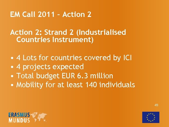 EM Call 2011 – Action 2: Strand 2 (Industrialised Countries Instrument) • • 4