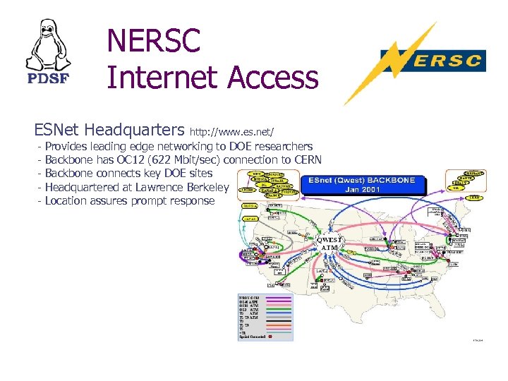 NERSC Internet Access ESNet Headquarters - http: //www. es. net/ Provides leading edge networking