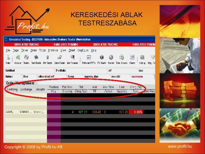 KERESKEDÉSI ABLAK TESTRESZABÁSA 