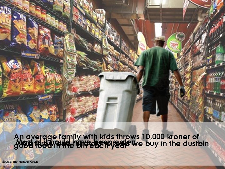 An average family with kids throws 10, 000 kroner of Most of it could