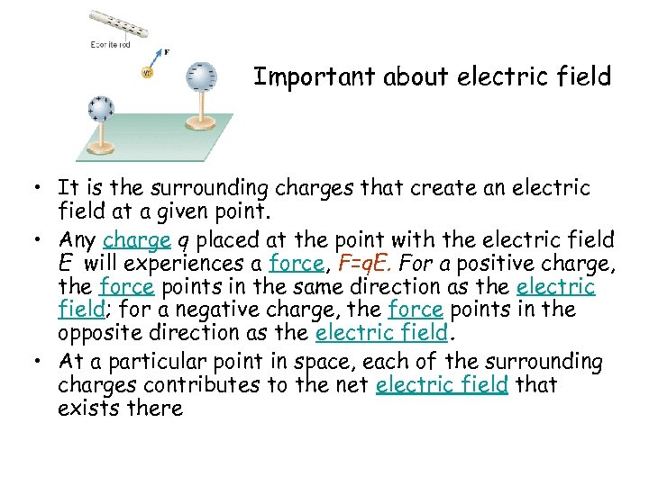 Important about electric field • It is the surrounding charges that create an electric