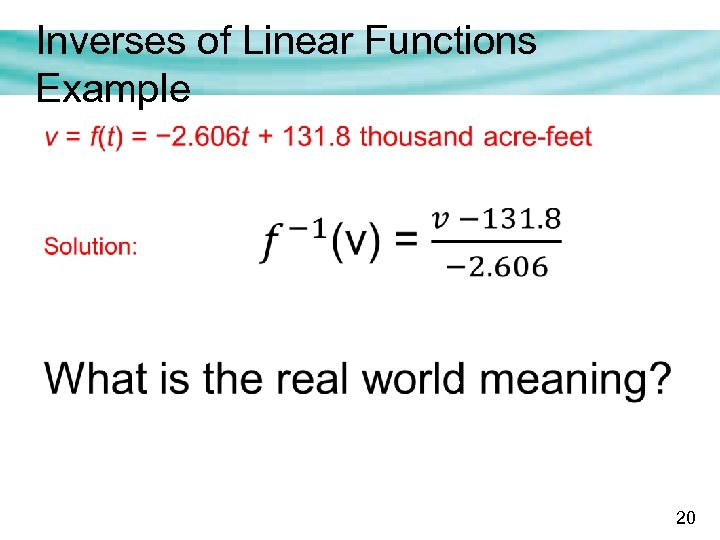 Inverses of Linear Functions Example 20 