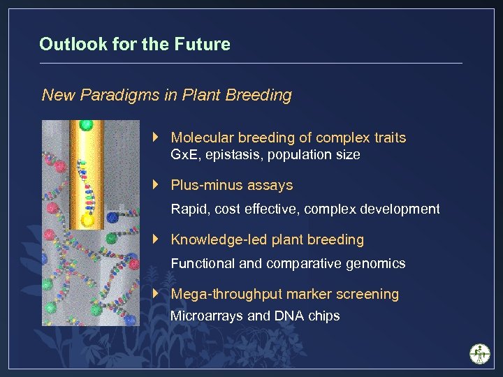 Outlook for the Future New Paradigms in Plant Breeding } Molecular breeding of complex