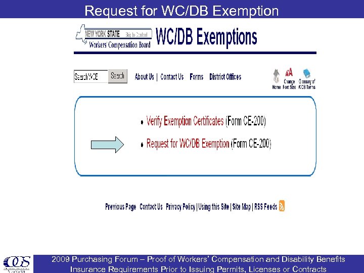 Request for WC/DB Exemption 2009 Purchasing Forum – Proof of Workers’ Compensation and Disability