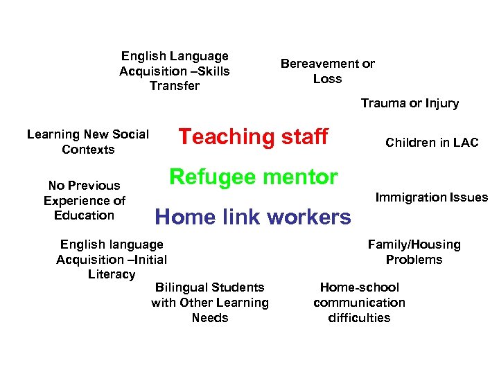 English Language Acquisition –Skills Transfer Bereavement or Loss Trauma or Injury Learning New Social