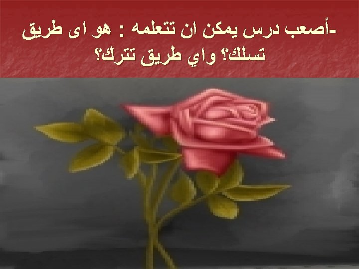  ﺃﺼﻌﺐ ﺩﺭﺱ ﻳﻤﻜﻦ ﺍﻥ ﺗﺘﻌﻠﻤﻪ : ﻫﻮ ﺍﻯ ﻃﺮﻳﻖ ﺗﺴﻠﻚ؟ ﻭﺍﻱ ﻃﺮﻳﻖ ﺗﺘﺮﻙ؟