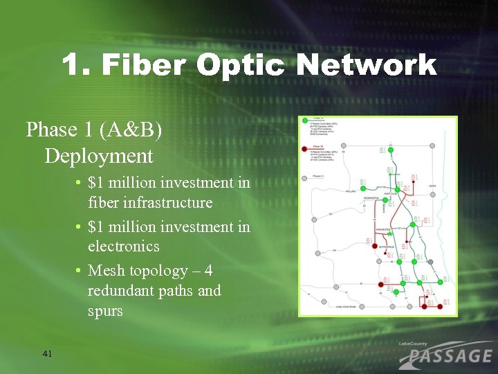 1. Fiber Optic Network Phase 1 (A&B) Deployment • $1 million investment in fiber