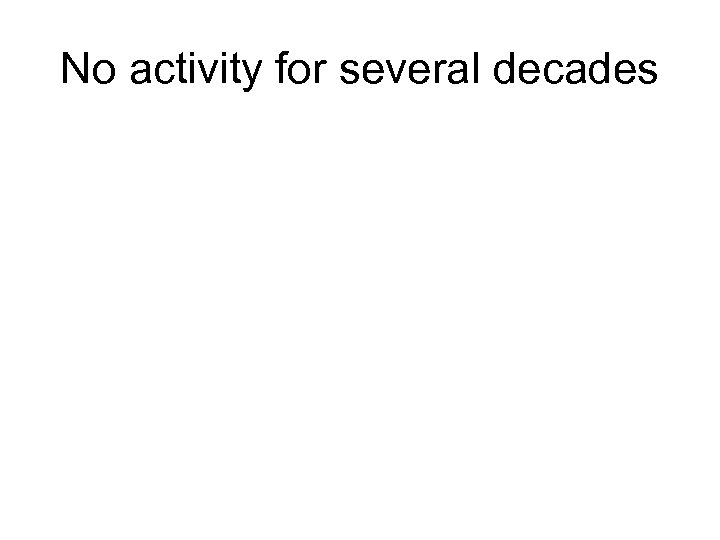 No activity for several decades 