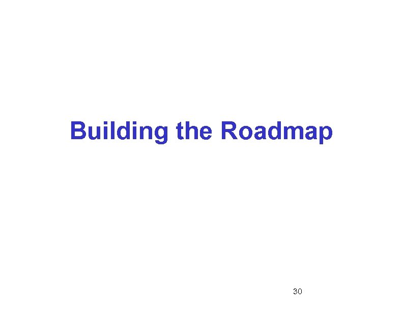 Building the Roadmap 30 