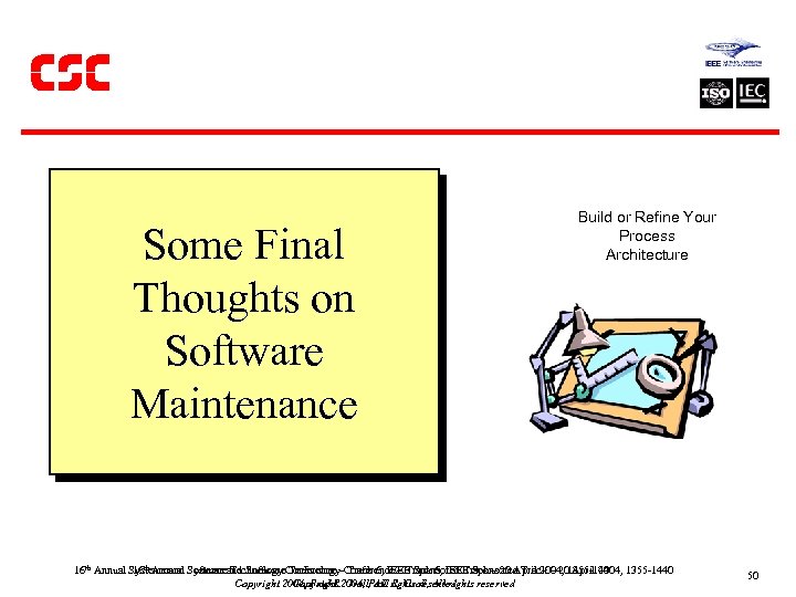 Some Final Thoughts on Software Maintenance Build or Refine Your Process Architecture 16 th