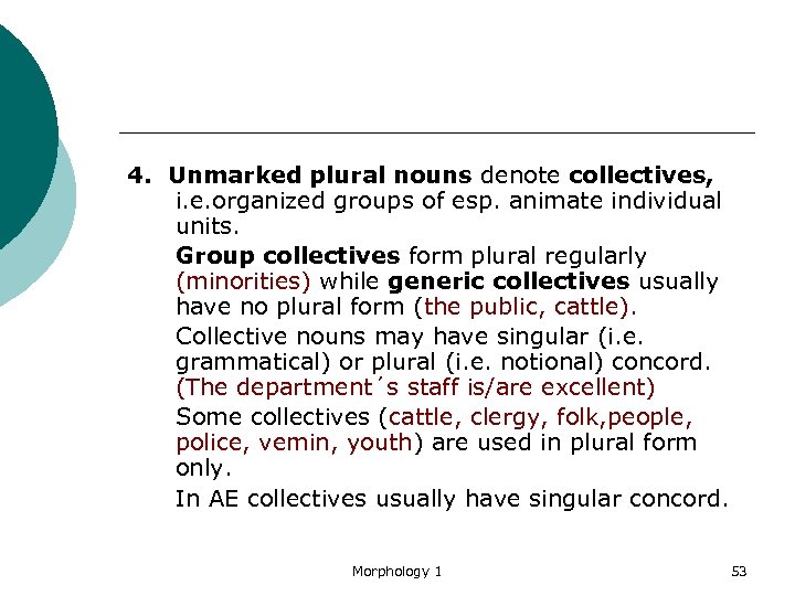 4. Unmarked plural nouns denote collectives, i. e. organized groups of esp. animate individual