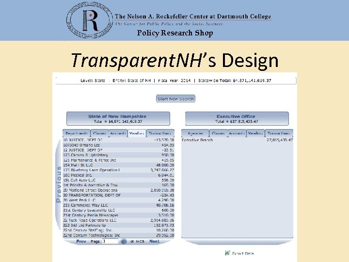 Policy Research Shop Transparent. NH’s Design 