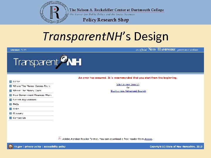 Policy Research Shop Transparent. NH’s Design 