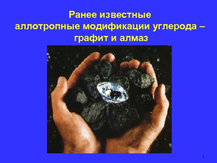 Ранее известные аллотропные модификации углерода – графит и алмаз 2 