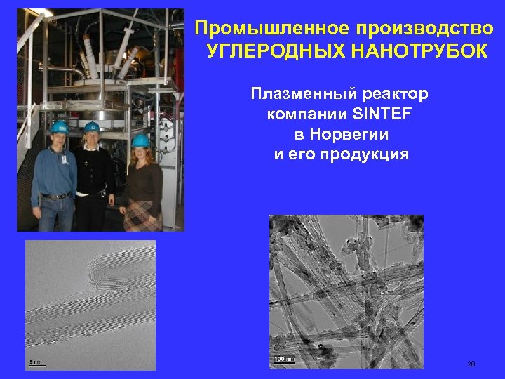 Промышленное производство УГЛЕРОДНЫХ НАНОТРУБОК Плазменный реактор компании SINTEF в Норвегии и его продукция 28