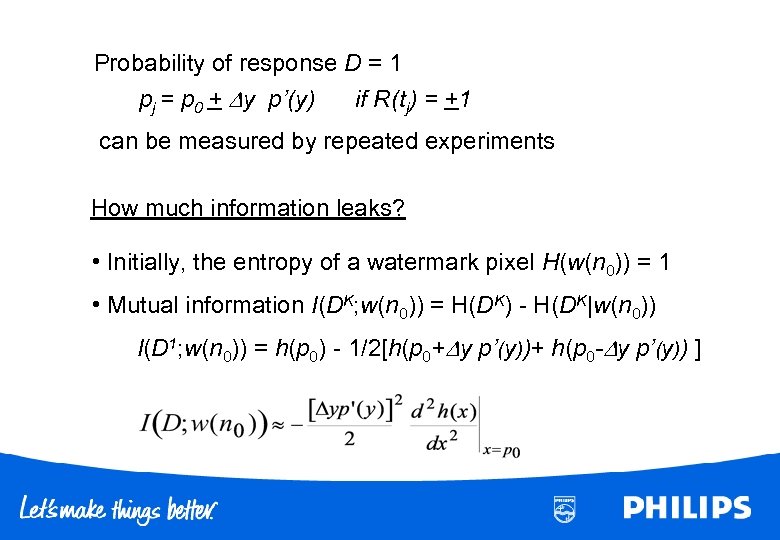 Probability of response D = 1 pj = p 0 + y p’(y) if