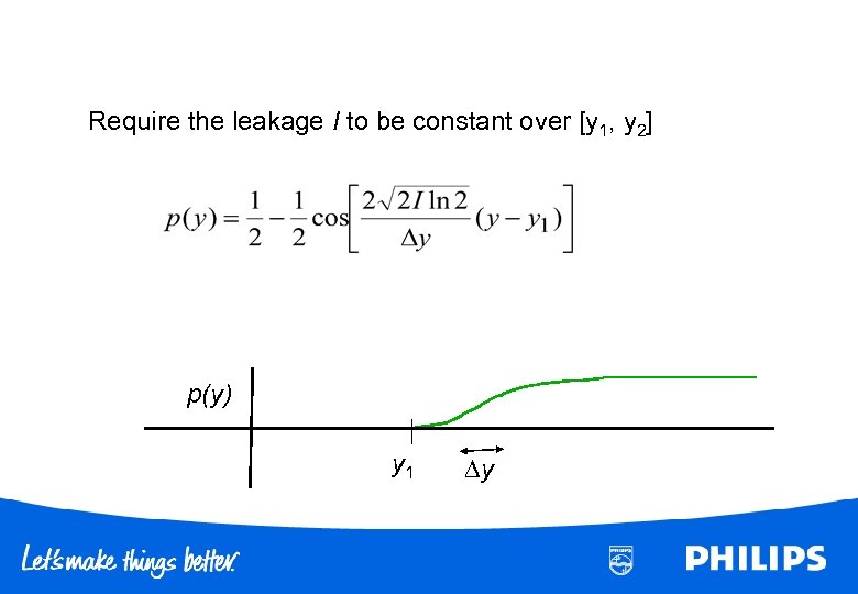 Require the leakage I to be constant over [y 1, y 2] p(y) y