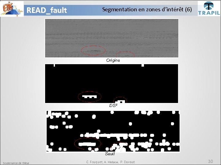 READ_fault Segmentation en zones d’intérêt (6) Origine DS² Seuil Soutenance de thèse C. Fouquet,