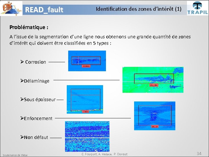 READ_fault Identification des zones d’intérêt (1) Problématique : A l’issue de la segmentation d’une
