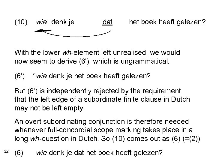 (10) wie denk je wie[ALL FEATURES] het boek heeft gelezen? wat dat With the