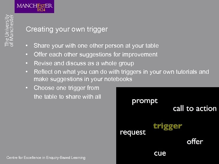 Creating your own trigger • • Share your with one other person at your