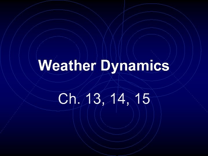 Weather Dynamics Ch. 13, 14, 15 