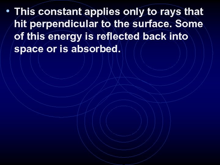  • This constant applies only to rays that hit perpendicular to the surface.