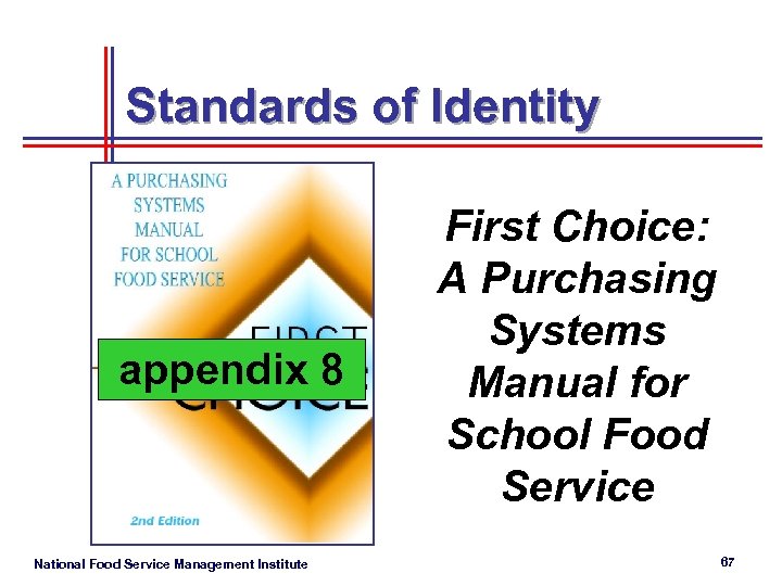 Standards of Identity appendix 8 National Food Service Management Institute First Choice: A Purchasing