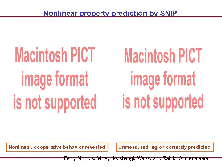 Nonlinear property prediction by SNIP Nonlinear, cooperative behavior revealed Unmeasured region correctly predicted Feng,