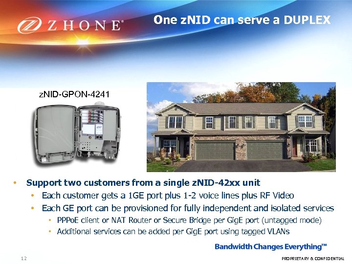 One z. NID can serve a DUPLEX z. NID-GPON-4241 Support two customers from a