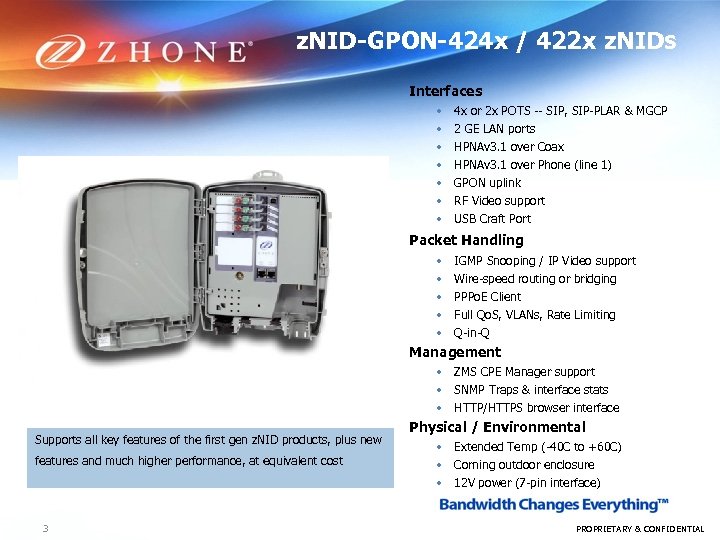 z. NID-GPON-424 x / 422 x z. NIDs Interfaces • • 4 x or