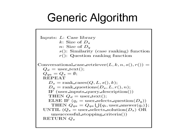 Generic Algorithm 