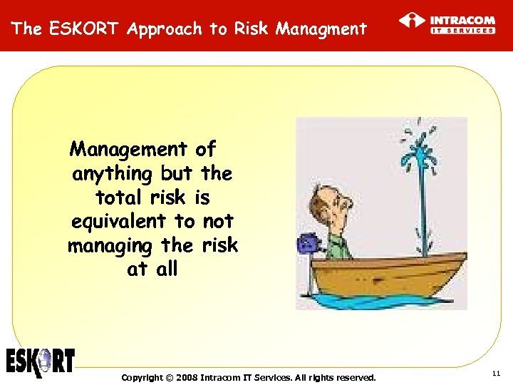 The ESKORT Approach to Risk Managment Management of anything but the total risk is