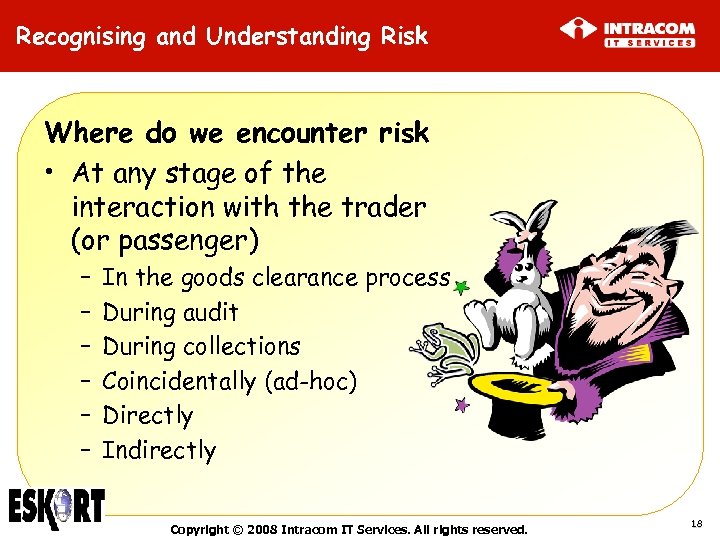 Recognising and Understanding Risk Where do we encounter risk • At any stage of